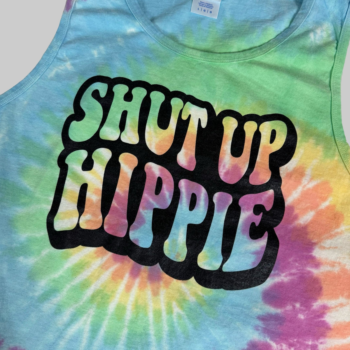 Shut Up Hippie tie-dye tank top - Agenda Trading Company